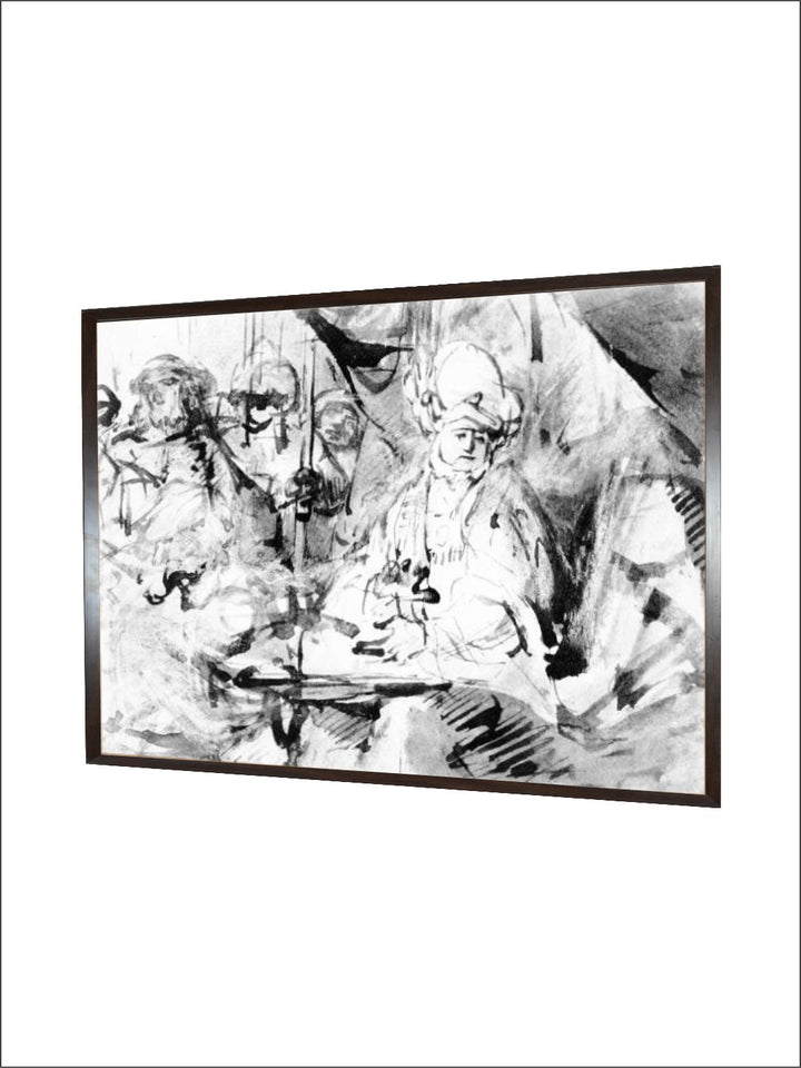 "Black  White Pilate Washing His Hands Wooden Framed Painting Wall Art''