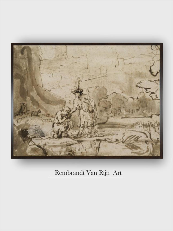 "David Prenant Cong De Jonathan Beige  Black Canvas Wooden Painting Wall Art''