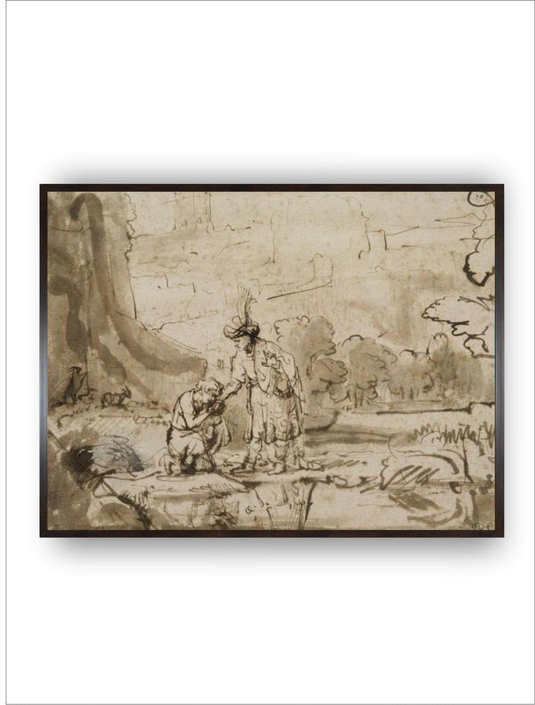 "David Prenant Cong De Jonathan Beige  Black Canvas Wooden Painting Wall Art''