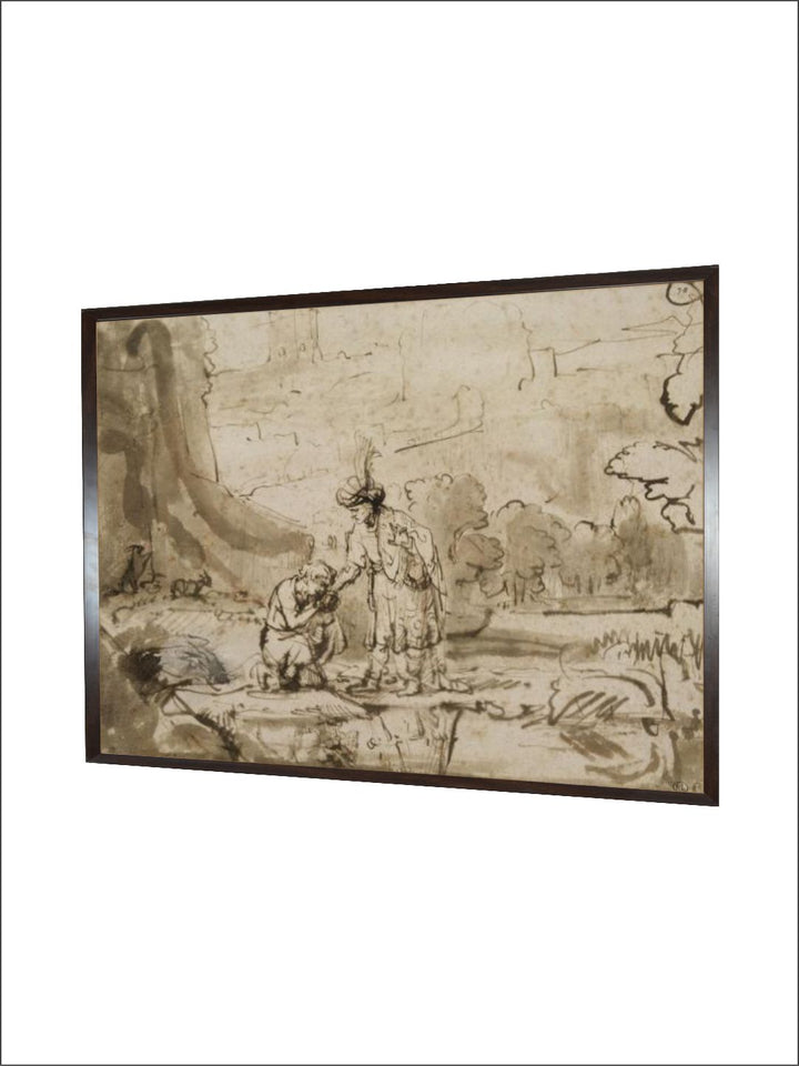 "David Prenant Cong De Jonathan Beige  Black Canvas Wooden Painting Wall Art''