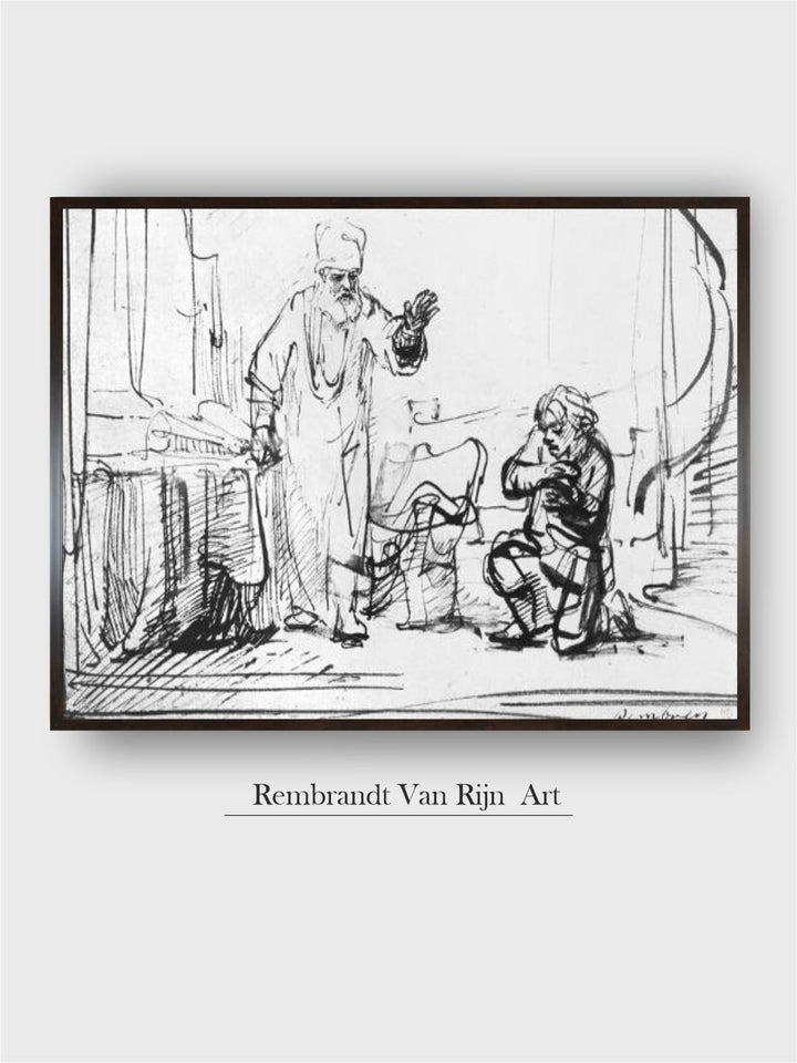 "Black  White Parable of the Ruthless Creditor Wooden Painting Wall Art''