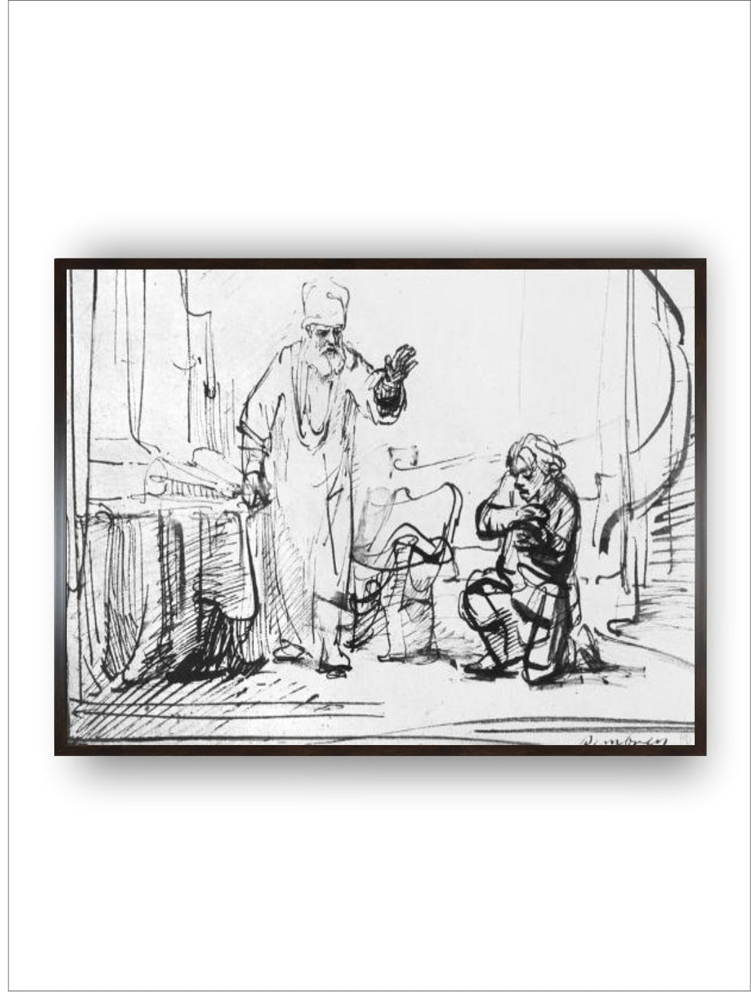 "Black  White Parable of the Ruthless Creditor Wooden Painting Wall Art''