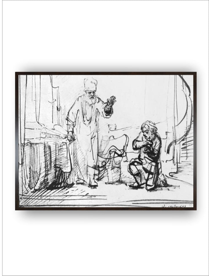 "Black  White Parable of the Ruthless Creditor Wooden Painting Wall Art''