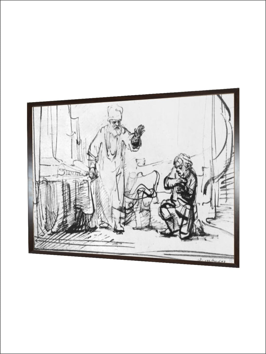 "Black  White Parable of the Ruthless Creditor Wooden Painting Wall Art''