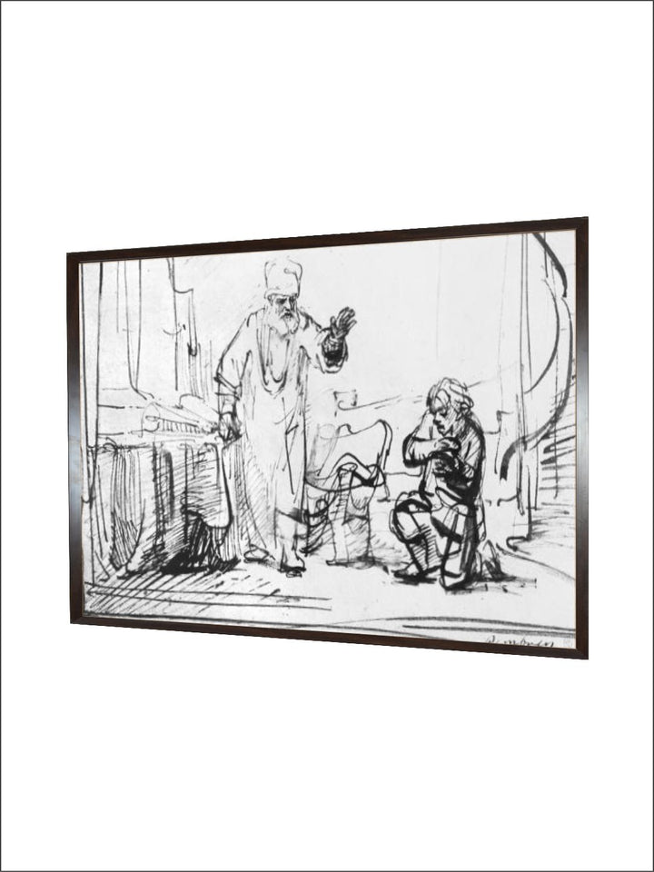 "Black  White Parable of the Ruthless Creditor Wooden Painting Wall Art''