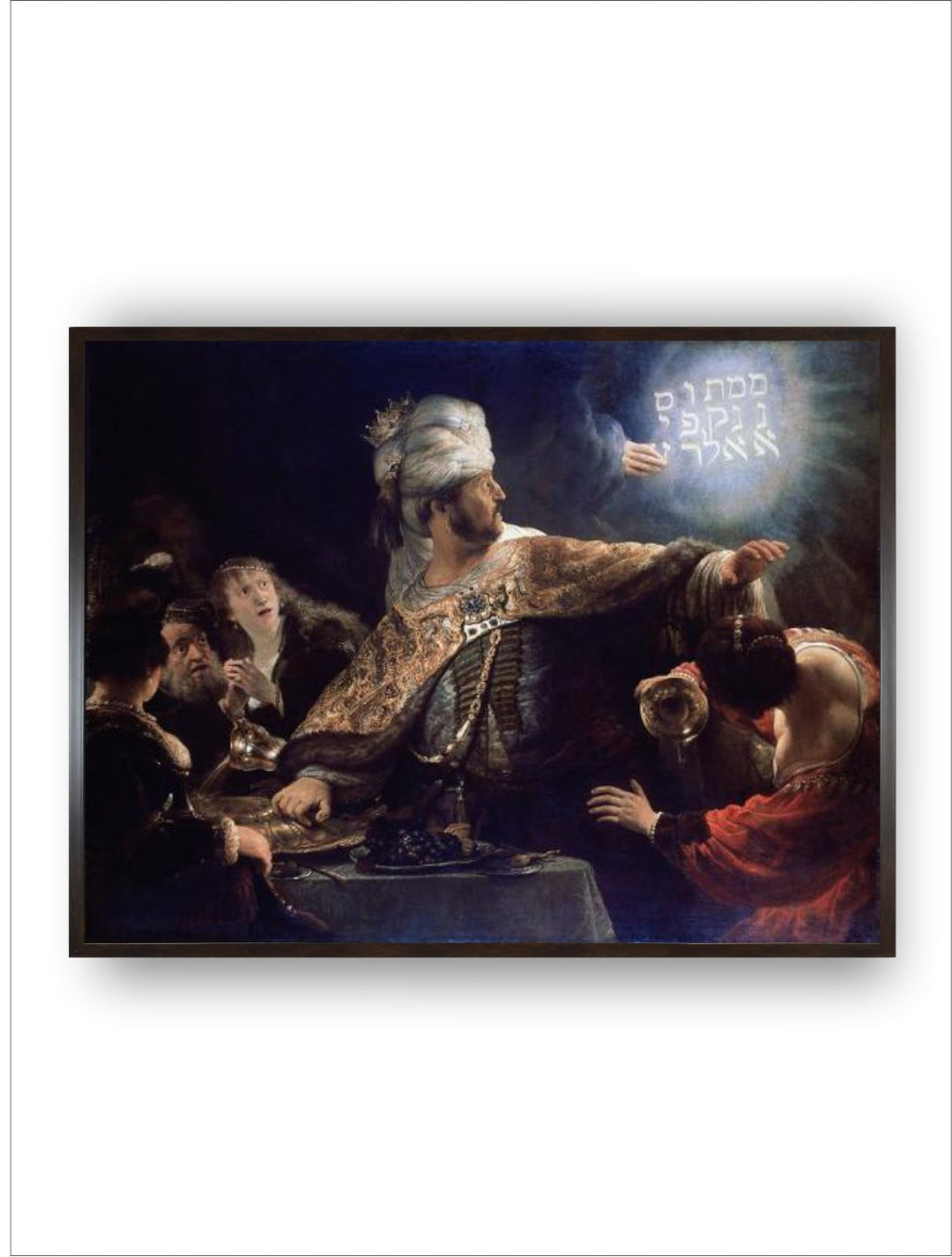 "Black  Blue Belshazzars Feast Wooden Framed Canvas Painting Wall Art''