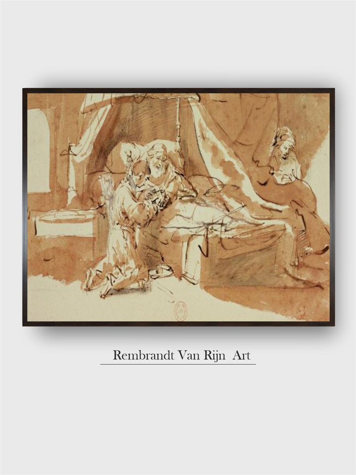 "Isaak Blessing Jacob and Esau Painting Wall Art''