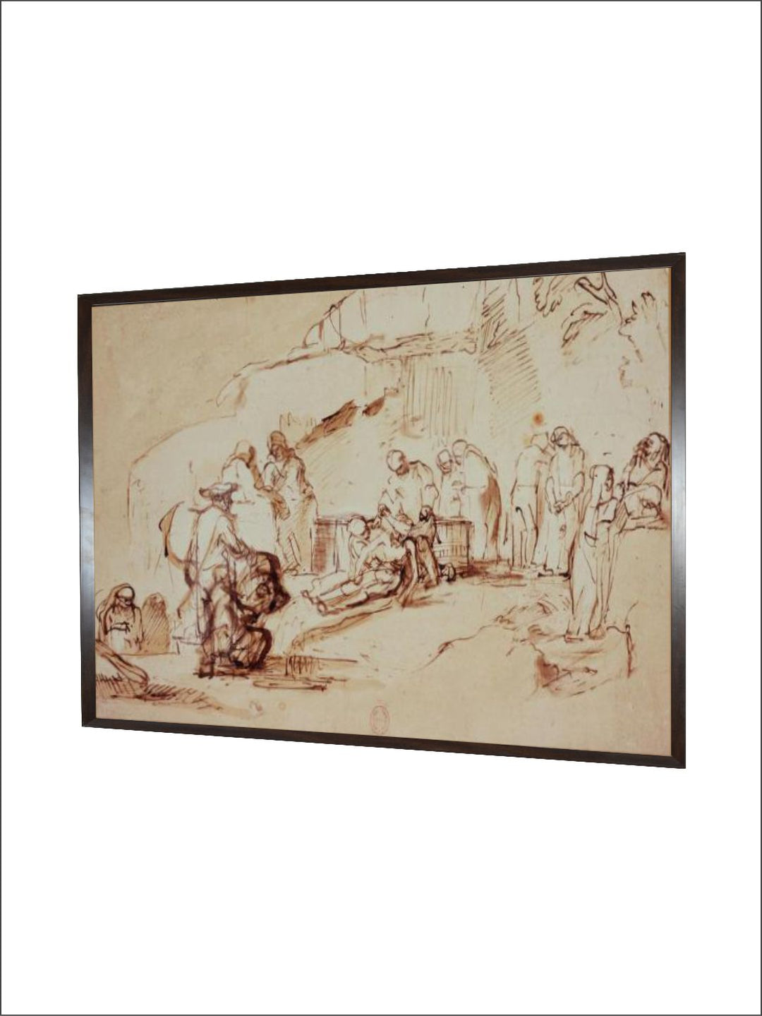 "Beige  Grey Rembrandt Van Rijn Canvas Painting Wall Art''