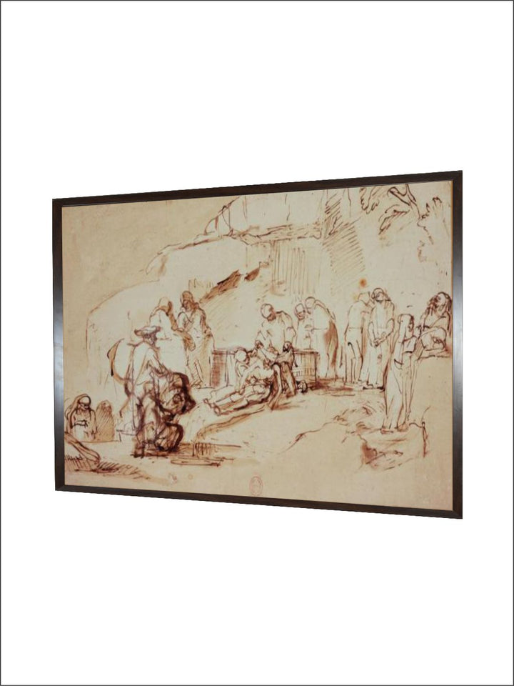 "Beige  Grey Rembrandt Van Rijn Canvas Painting Wall Art''