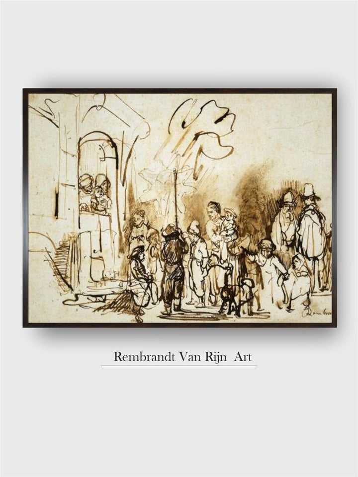 "Brown Rembrandt Van Rijn Wooden Painting Wall Art''