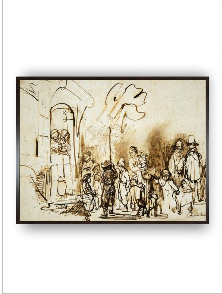"Brown Rembrandt Van Rijn Wooden Painting Wall Art''