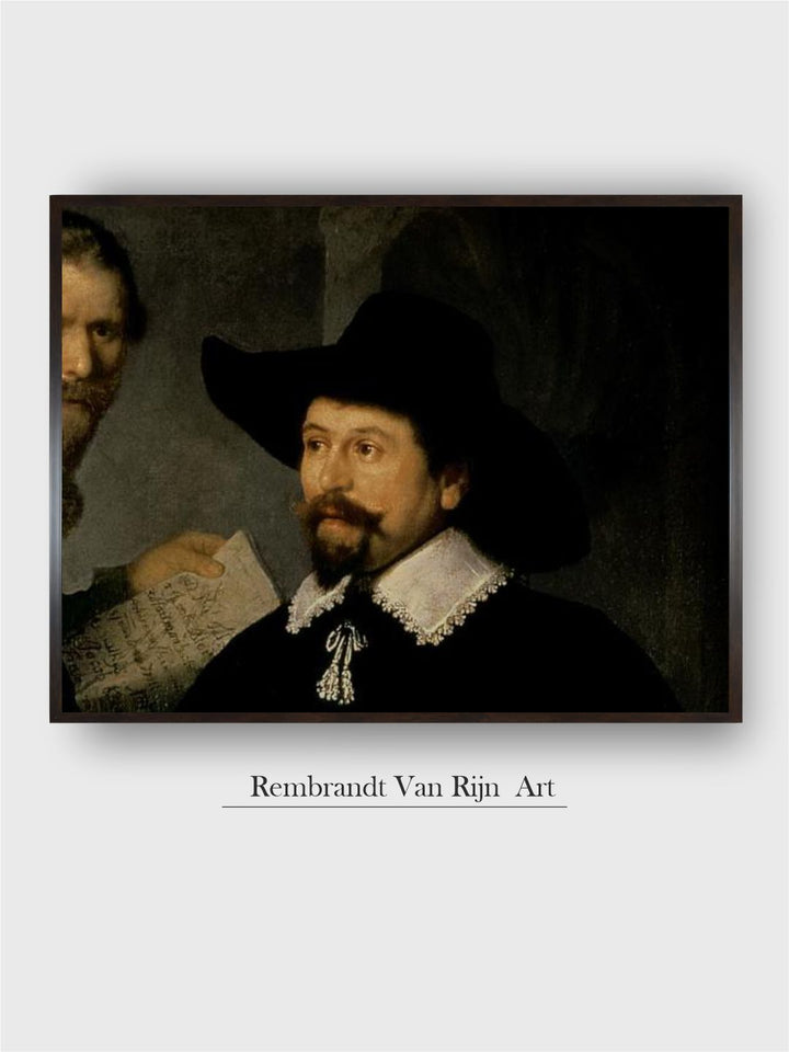 "Black and Beige Wooden Rembrandt Van Rijn Wall Painting With Frame''