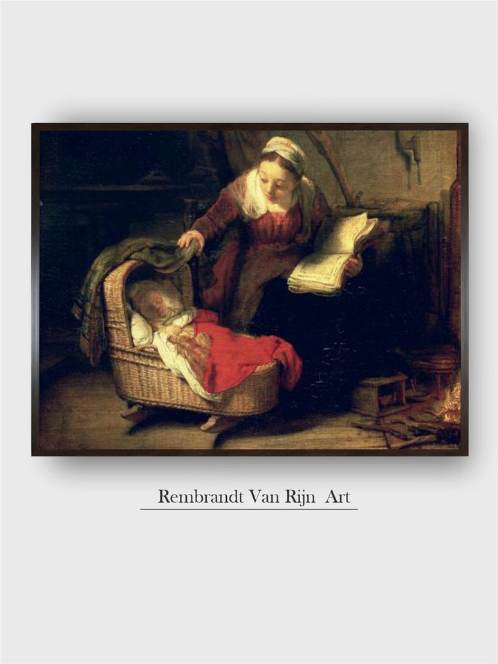 "Beige  Grey Rembrandt Van Rijn Wooden Painting Wall Art''
