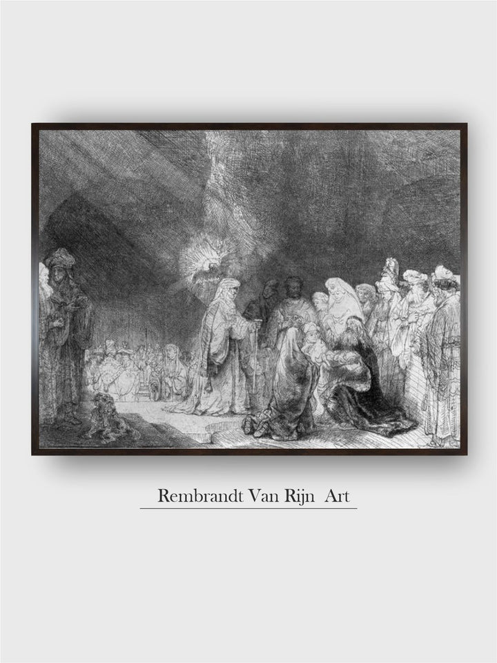 "Black Presentation in the Temple by Rembrandt Van Rijn Painting Wall Art''