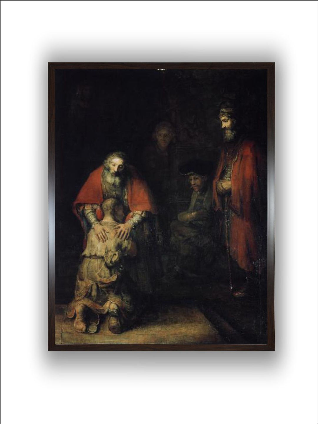 "Beige  Red The Return of the Prodigal Son Wooden Framed Painting Wall Art''