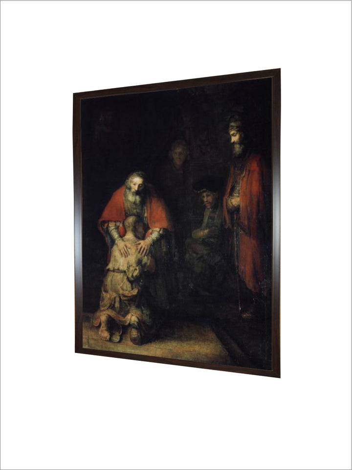 "Beige  Red The Return of the Prodigal Son Wooden Framed Painting Wall Art''