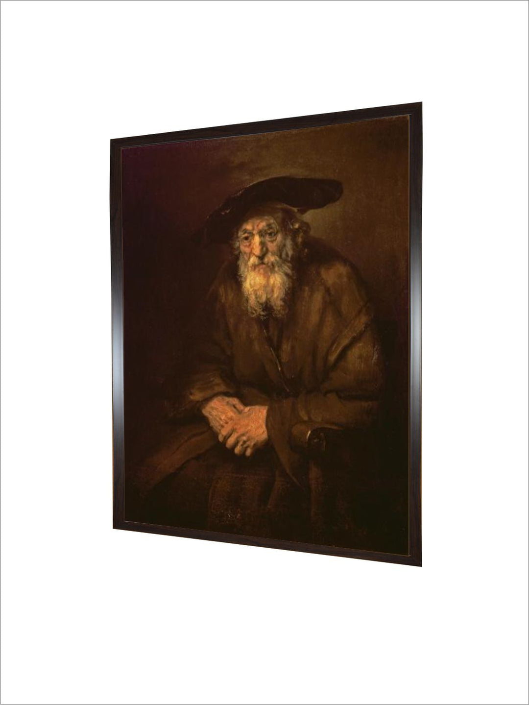 "Brown  Beige Portrait of an Old Jew Wooden Painting Wall Art''