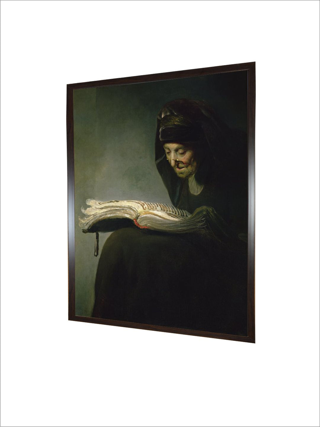 "Green  White Portrait of Rembrandts Mother Wall Painting''