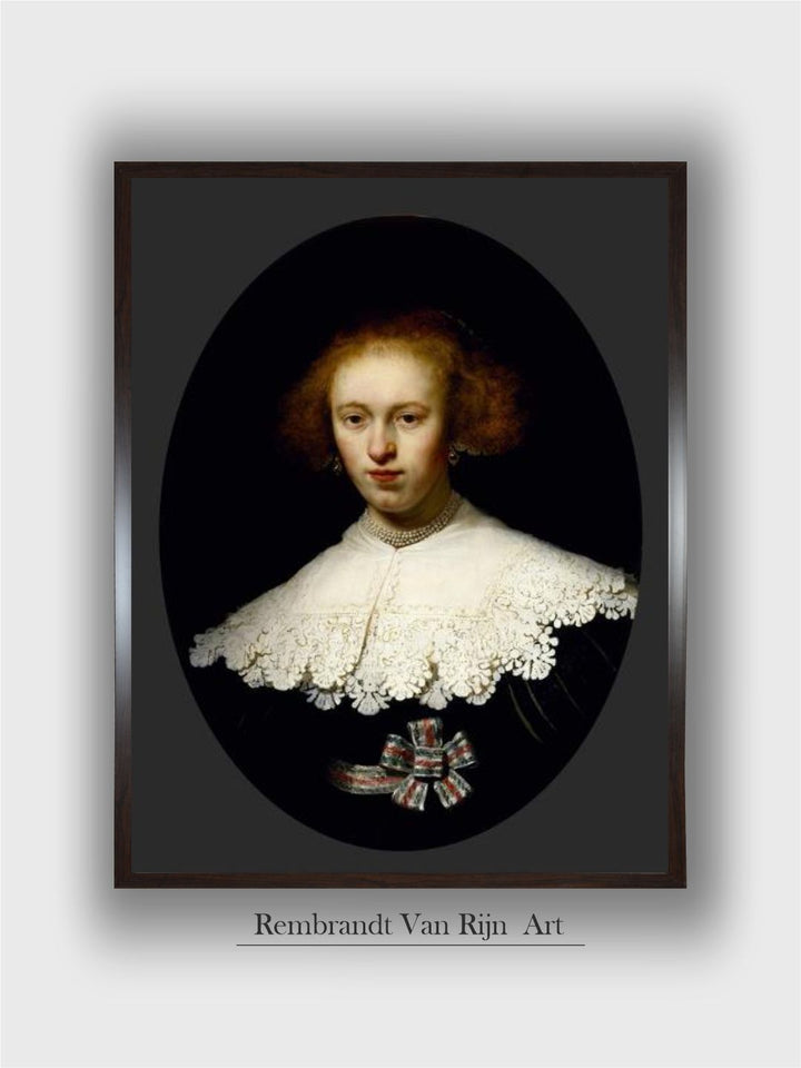 "Black Portrait of a Young Woman 1633 Wooden Painting Wall Art''