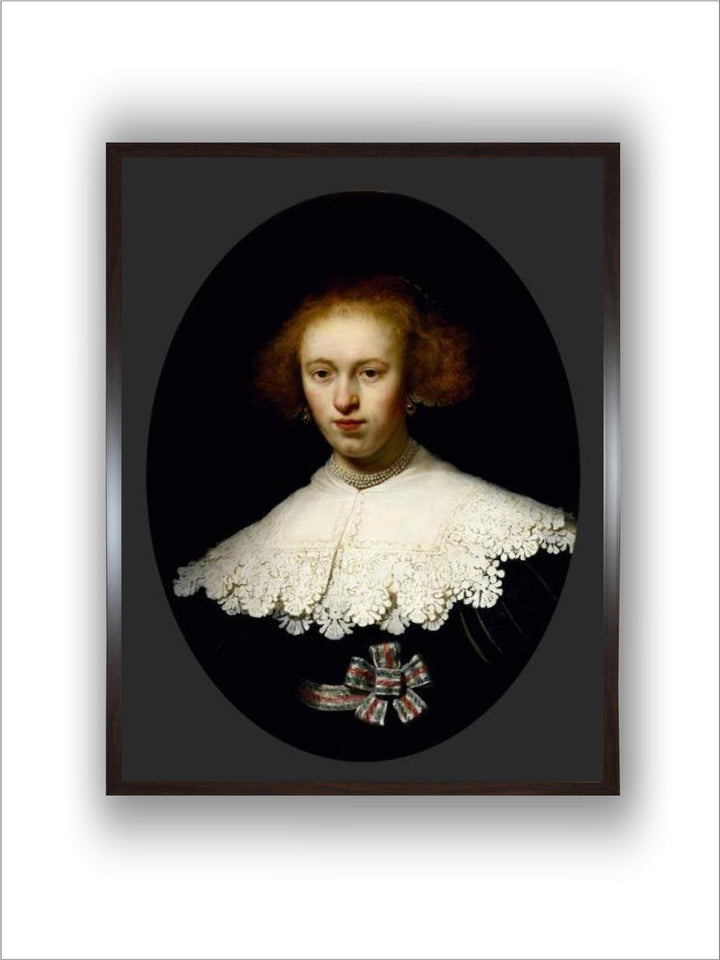 "Black Portrait of a Young Woman 1633 Wooden Painting Wall Art''