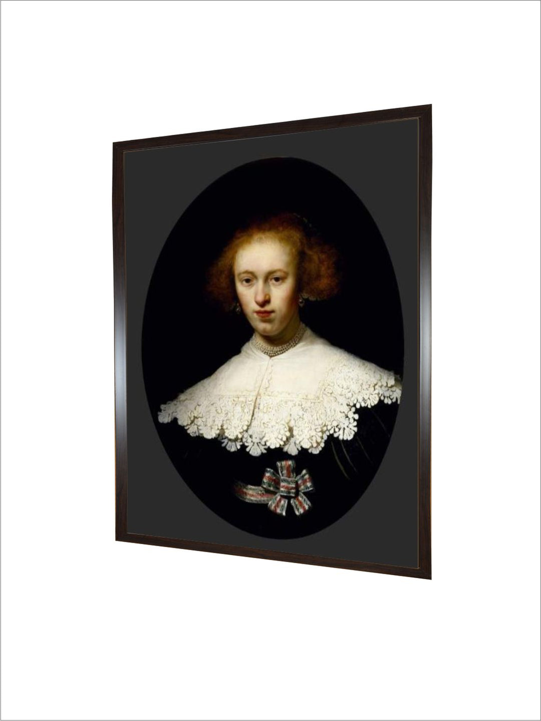 "Black Portrait of a Young Woman 1633 Wooden Painting Wall Art''