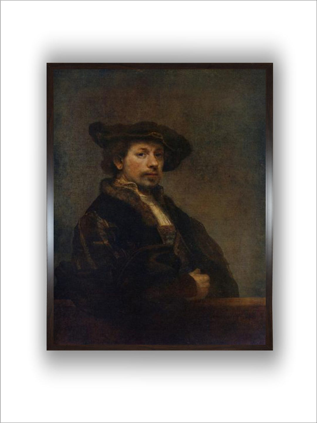 "Green & Black Self Portrait Wooden Painting Wall Art''