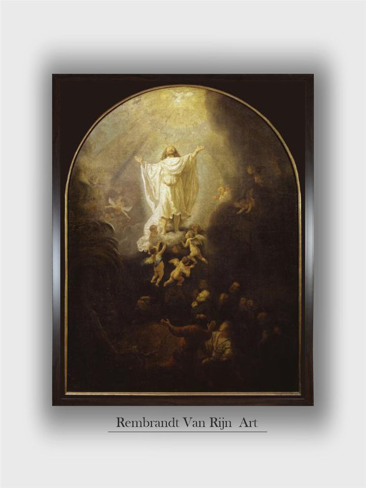 "Beige  Grey Rembrandt Van Rijn Wooden Painting Wall Art''