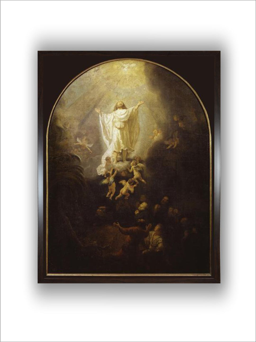 "Beige  Grey Rembrandt Van Rijn Wooden Painting Wall Art''