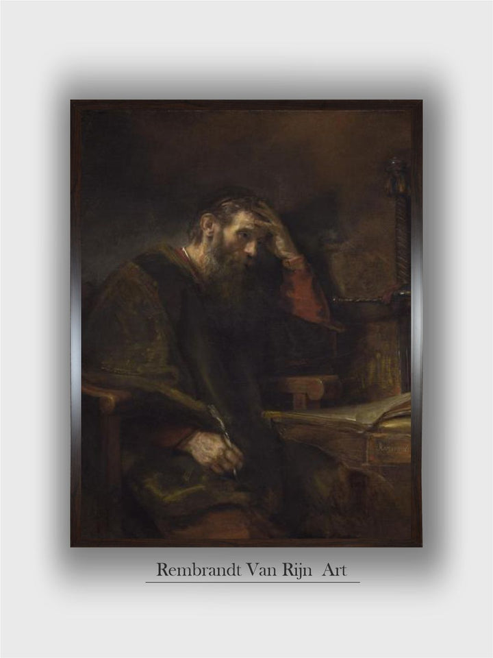 "Brown  Cream The Apostle Paul Wooden Framed Canvas Painting Wall Art''