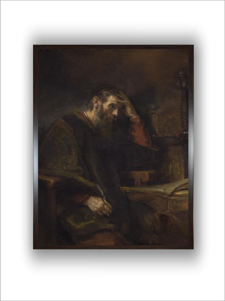 "Brown  Cream The Apostle Paul Wooden Framed Canvas Painting Wall Art''