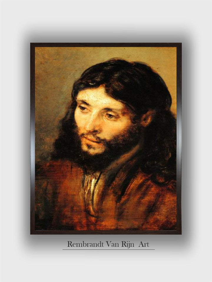 "Black  Beige Christ by Rembrandt Wooden Painting Wall Art''
