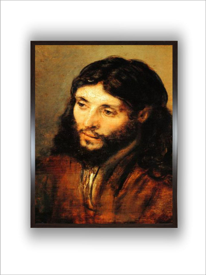 "Black  Beige Christ by Rembrandt Wooden Painting Wall Art''