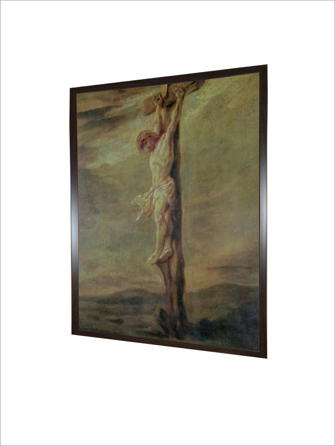 "Brown Jacob Fights the Angel Wooden Painting Wall Art''