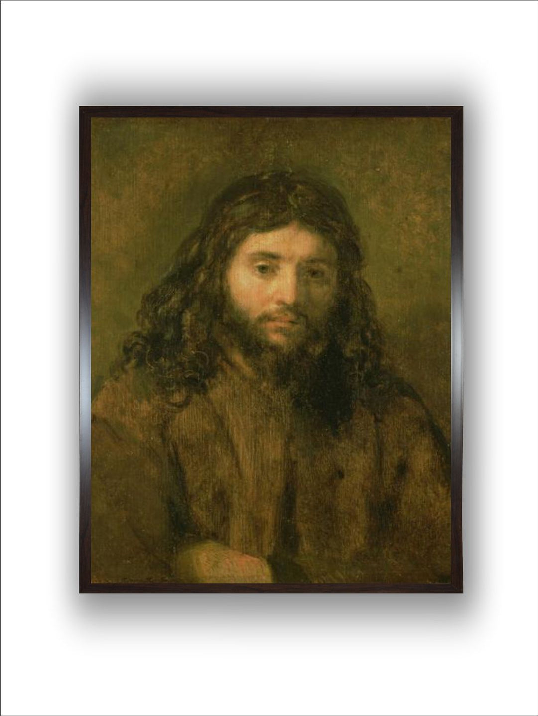 "Christ on the Cross Brown  Beige Wooden Painting Wall Art''