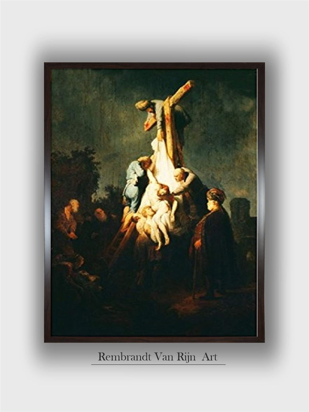 "Black  Cream Crucifixion Canvas Painting Wall Art''