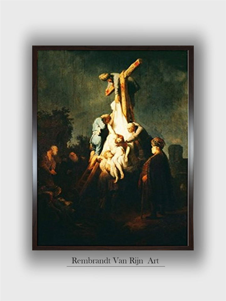 "Black  Cream Crucifixion Canvas Painting Wall Art''
