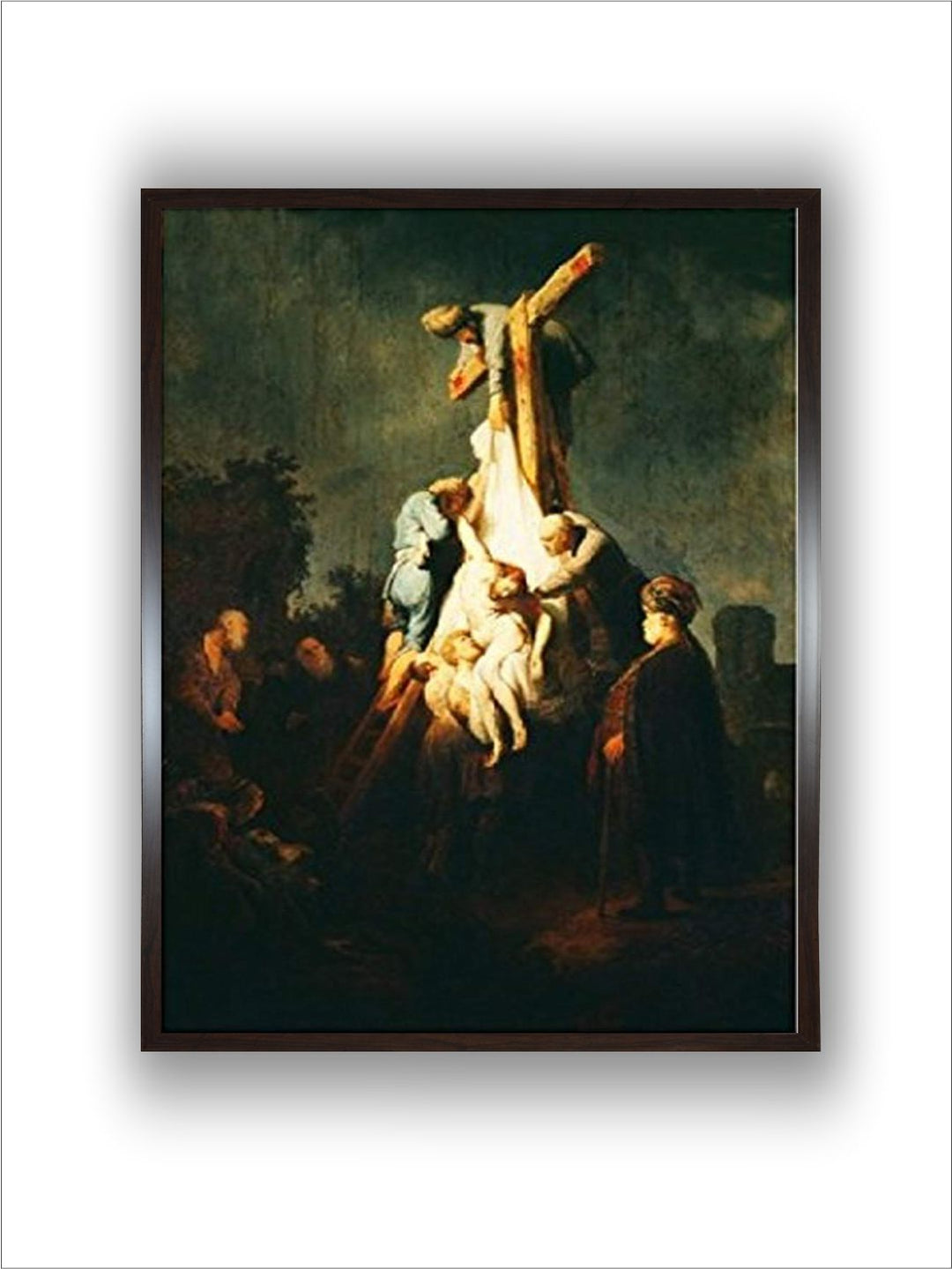 "Black  Cream Crucifixion Canvas Painting Wall Art''