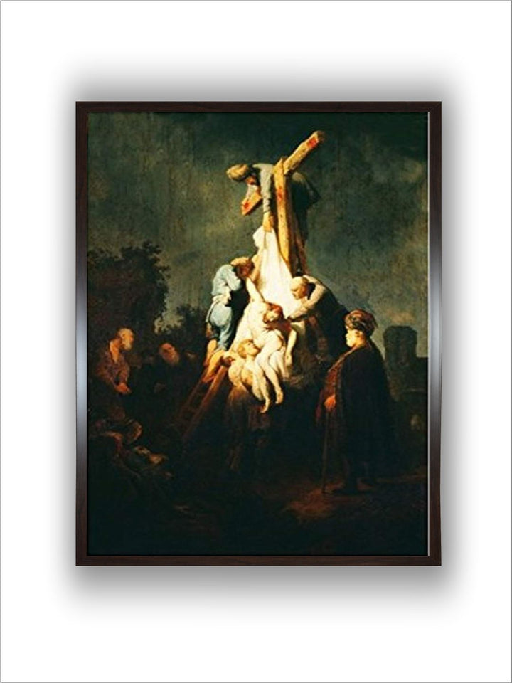 "Black  Cream Crucifixion Canvas Painting Wall Art''