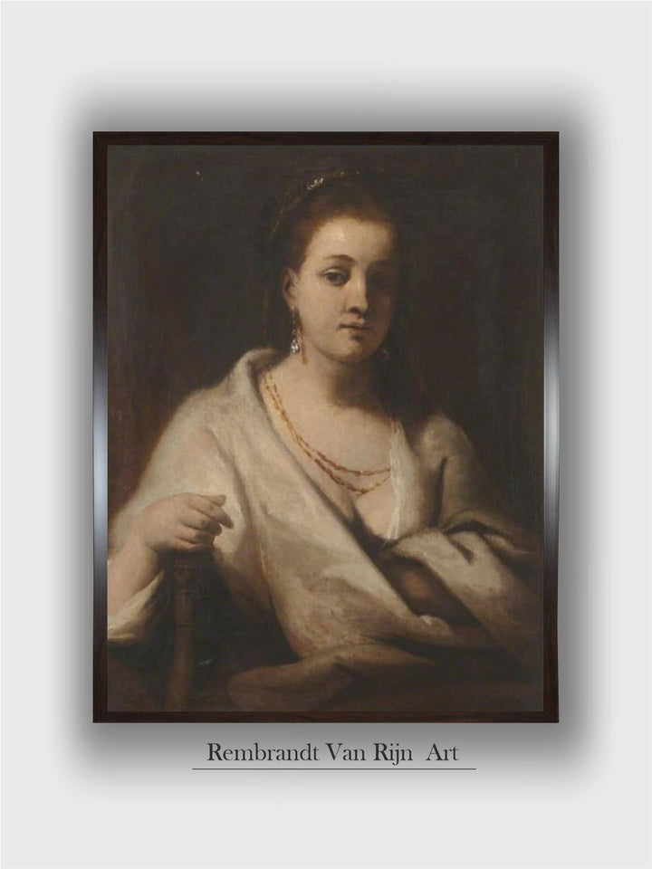 "Beige  Black Portrait Wooden Framed Canvas Painting Wall Art''
