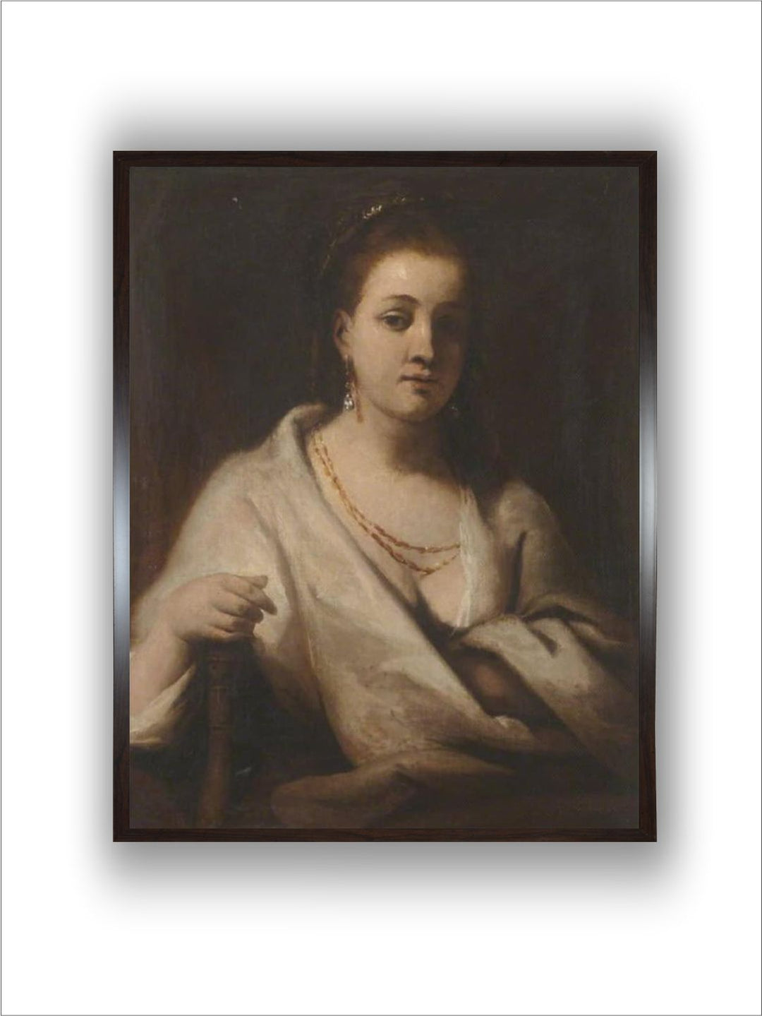 "Beige  Black Portrait Wooden Framed Canvas Painting Wall Art''