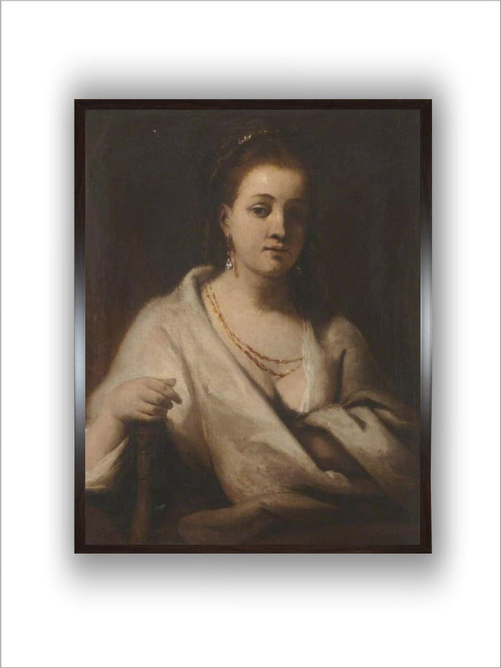 "Beige  Black Portrait Wooden Framed Canvas Painting Wall Art''