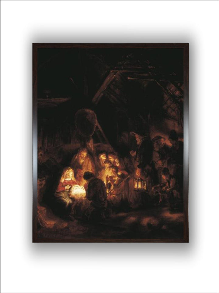 "Black  Beige The Adoration of the Shepherds Wooden Painting Wall Art''
