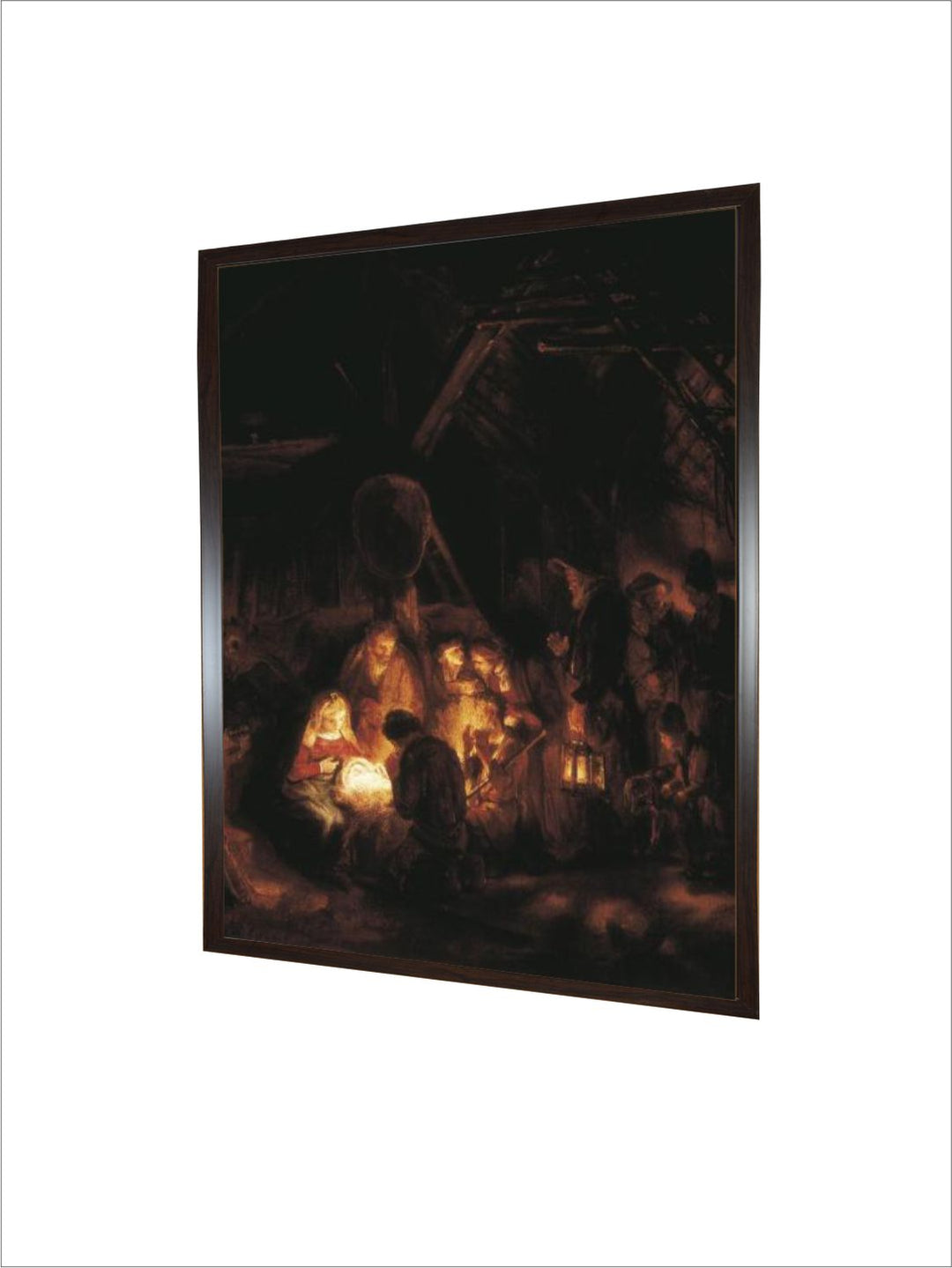 "Black  Beige The Adoration of the Shepherds Wooden Painting Wall Art''