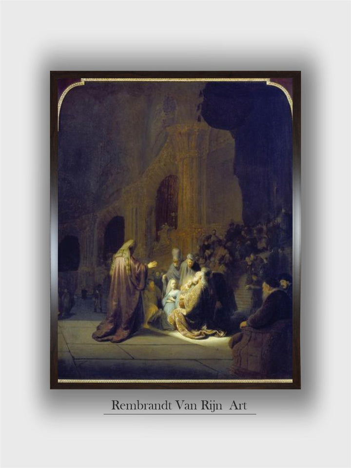 "Brown  Beige Simeon in the Temple Wooden Painting Wall Art''