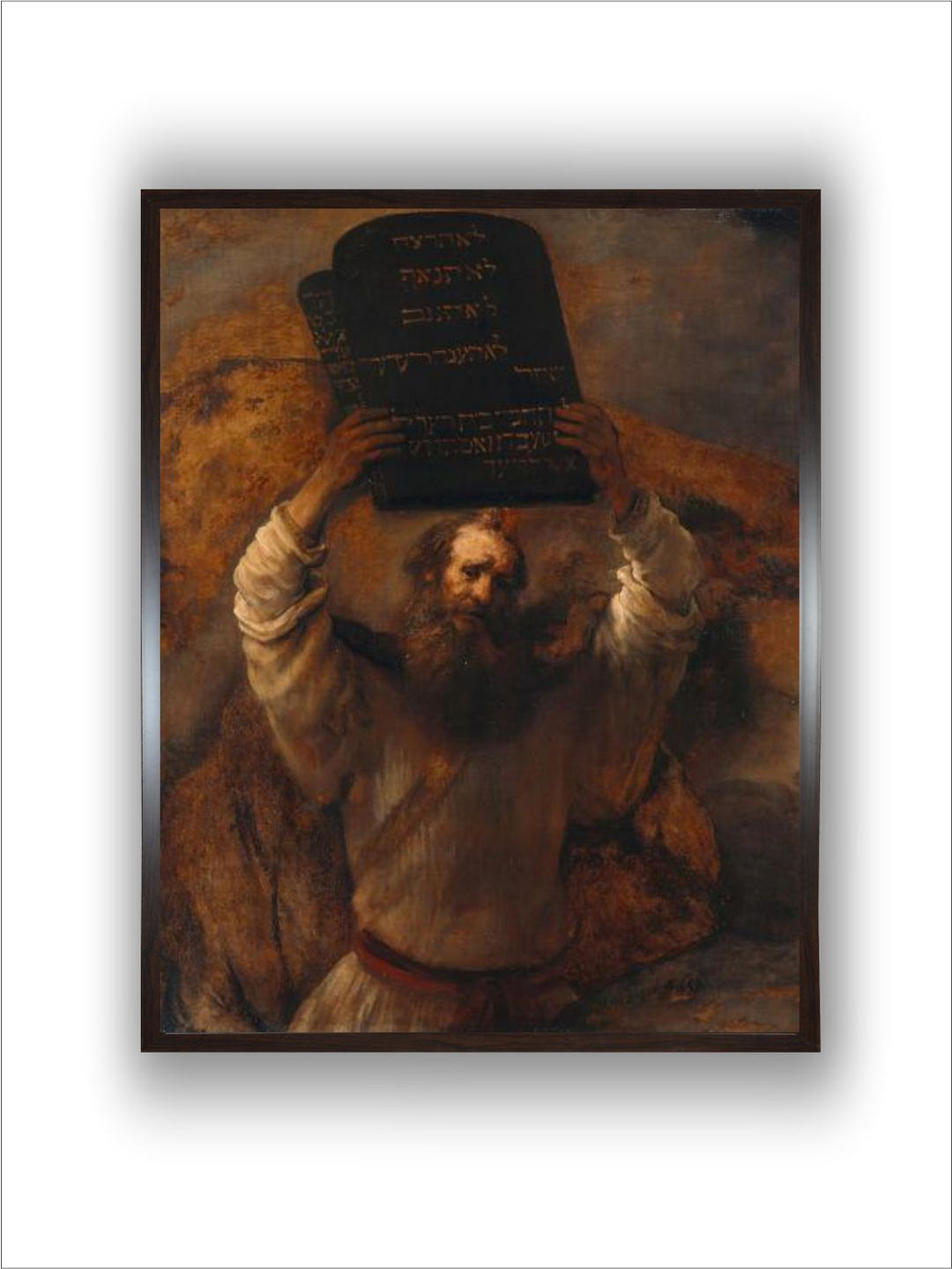 "Black  Brown Moses with the Ten Commandments Wooden Painting Wall Art''