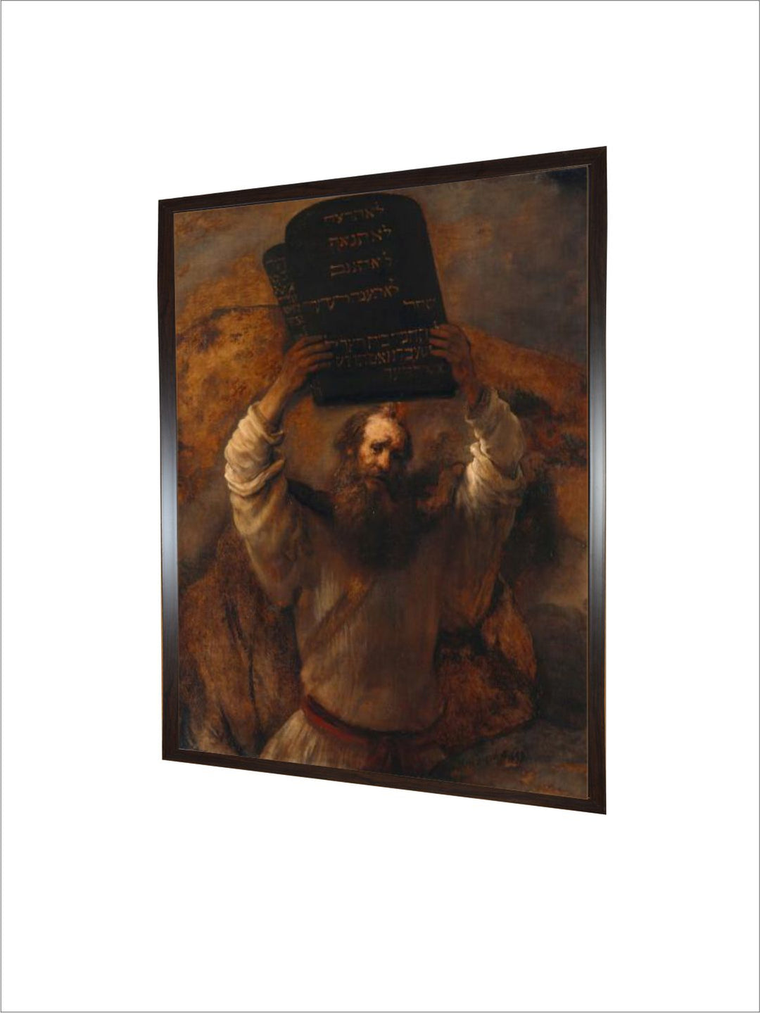 "Black  Brown Moses with the Ten Commandments Wooden Painting Wall Art''