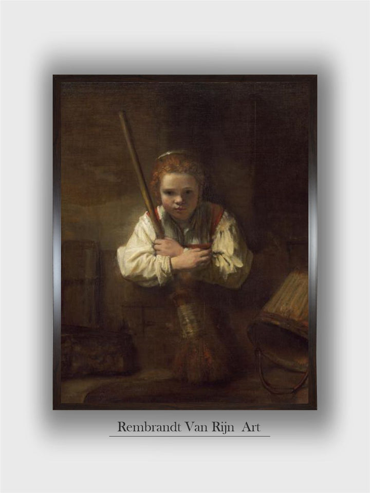A Girl with a Broom, 1651 by Rembrandt Van Rijn