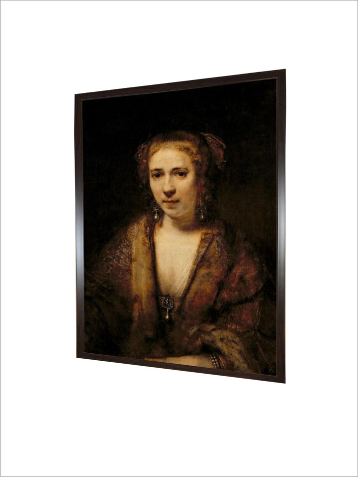 "Brown Portrait of Hendrikje Stoffels Wooden Painting Wall Art''