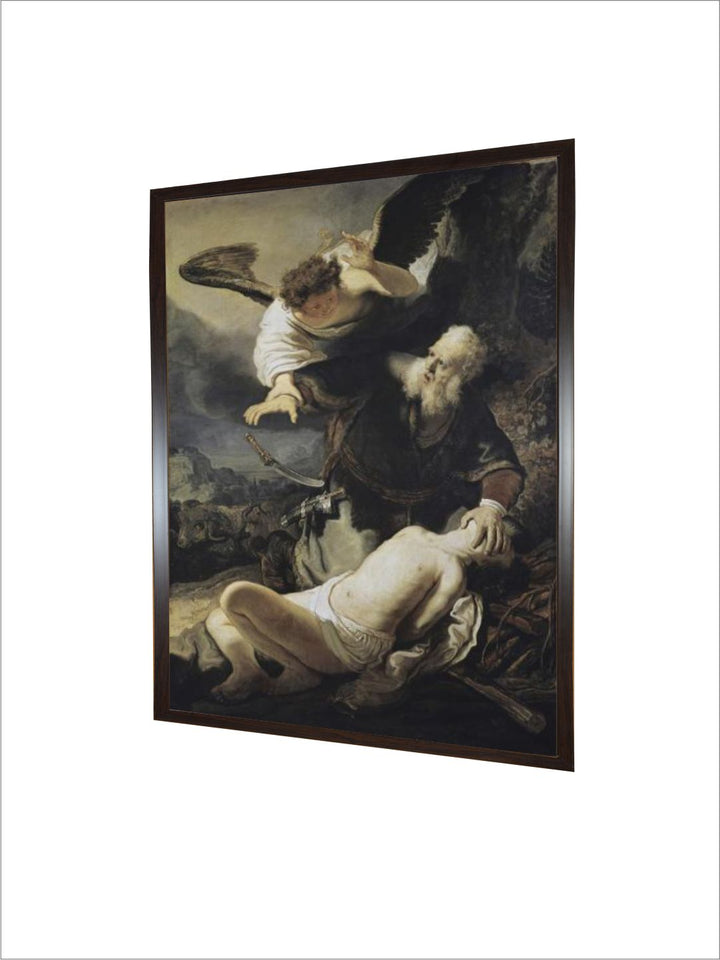 "The Sacrifice of Isaac Brown  White Canvas Painting Wall Art''
