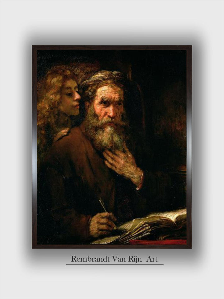 "Black  Beige St Matthew and the Angel Wooden Painting Wall Art''
